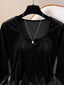 Franclia Women's Lace Patchwork Casual Versatile Daily Wear Blouse - Black - View 3