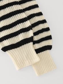 LUMIGAL Women's Casual Contrast Striped Cardigan, Autumn/Winter - Multicolor - View 3