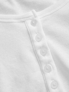 Tseoso 2pcs Henley Collar Button Front Long Sleeve T-Shirt Set (Black & White) - Suitable For Autumn, Winter, Spring, Combining Casual Vintage Classic, Sweet Girl And Minimalist Fresh Styles - Black and White - View 6