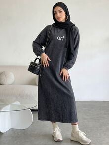 Solavon Women's Casual Long Sweatshirt, Autumn - Grey - View 5