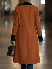 SHEIN Women's Autumn And Winter Trench Coat, Women's Casual Trench Coat, Women's Casual Contrasting Trench Coat, Elegant Party Jacket. - Multicolor - View 2