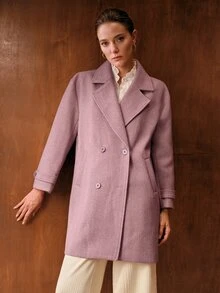 MOTF PREMIUM WOMEN'S SOLID COLOR CASUAL VERSATILE DAILY WEAR WOOL BLEND JACKET - Dusty Pink - View 7