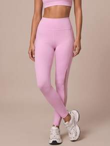 SHEIN BAE Women's Pocket Mesh Patchwork Sports Leggings - Baby Pink - View 6