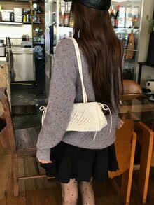 DAZY Women's Round Neck Polka Dot Korean Style Long Sleeve Mesh Knit Sweater, Autumn/Winter - Grey - View 2