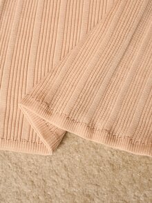 MOTF PREMIUM WOMEN'S GENTLE STYLE STRIPED COLORBLOCK LONG SLEEVE SWEATER DRESS - Apricot - View 8
