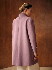 MOTF PREMIUM WOMEN'S SOLID COLOR CASUAL VERSATILE DAILY WEAR WOOL BLEND JACKET - Dusty Pink - View 3