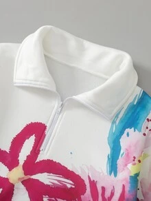SHEIN Sparklyn 青少年女孩花卉印花休閒日常穿著長袖運動衫 - 彩色 - 查看 5