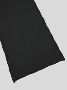 Sweetra Plus Size Black Knitted Ruched Skirt With Ribbon, Camellia Decor, Hip-Covering Mermaid Skirt, Commuter Versatile Skirt Fall - Black - View 5