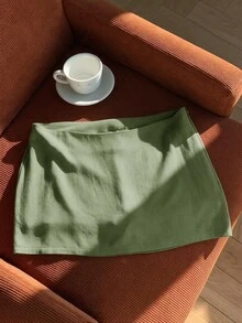 SHEIN EZwear 女款休閒舒適薄荷綠裙子 - 綠色 - 查看 3