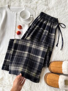 Comfortcana Plus Size Autumn/Winter Collegiate Style Straight Leg Pants - Navy Blue - View 6
