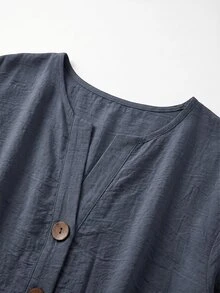 Holdful Holdful 女款秋季服飾 光滑梭織優雅簡約休閒夏季襯衫 工作襯衫 - 霧霾藍 - 查看 5
