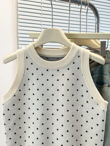 Trelyra Women's Polka Dot Casual Daily Knit Top - Apricot - View 6