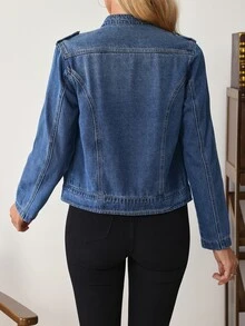 Balvessa Women's Casual Denim Jacket, Autumn - Blue - View 11