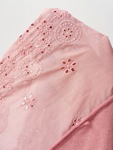 Bohemela Women's Burnout Embroidery Casual Daily Wear Hooded Sweatshirt - Dusty Pink - View 9