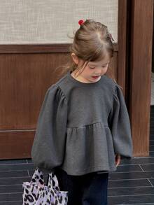 Dazy Kids Sweatshirt Lengan Panjang Leher Bulat untuk Bayi/Balita (Perempuan) Musim Gugur/Dingin - Grey - View 9
