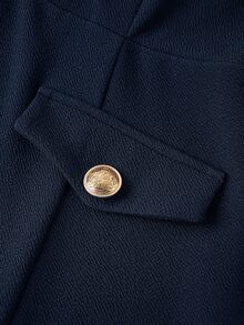 SHEIN Clasi 酒紅色優雅長袖洋裝，適合日常通勤穿著 - 藏蓝色 - 查看 3