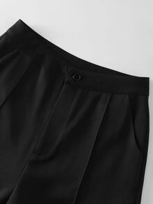 SHEIN Ladies' Luxurious Black Satin V-Neck Semi-Transparent Long-Sleeved Top With Mid-Rise Pants Set, Elegant Ladies' Two Pieces Set - Black - View 7