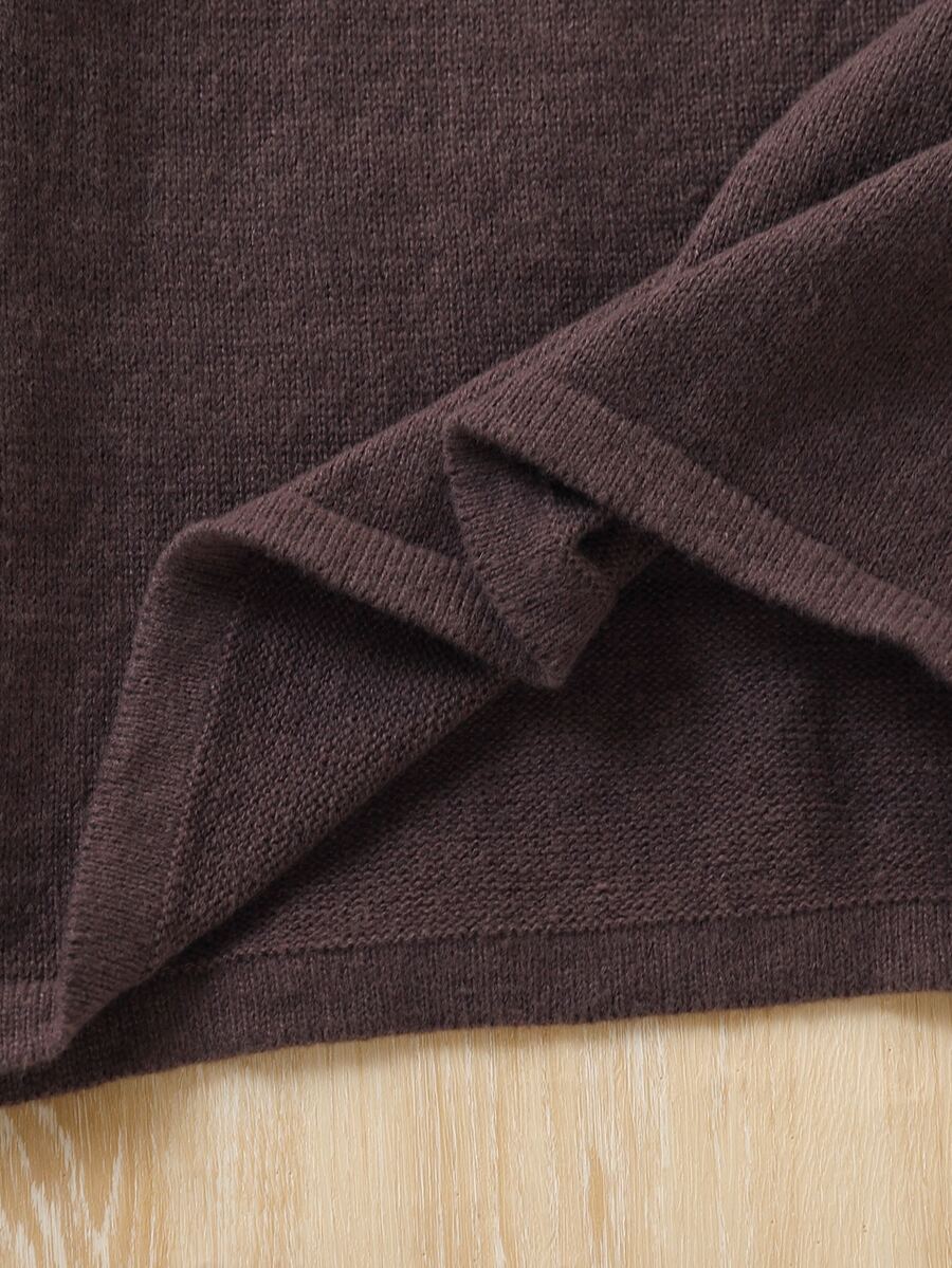 Girls' Heavy Cable Knit Casual Loose Long Sleeve Sweater Dress Autumn Winter - Coffee Brown - View 1