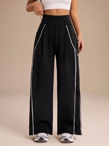 SHEIN Dewbera Women's Colorblock Casual Versatile Daily Travel Sports Long Pants - Multicolor - View 3