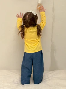 Dazy Kids Infant (Girl) Round Neck Short Sleeve T-Shirt And Long Pants 2 Pieces Set Loungewear - Blue - View 2