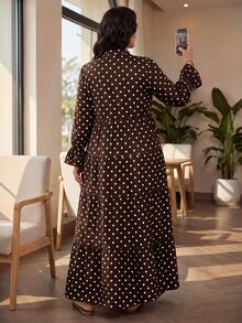Auveirra Plus Size French Elegant Polka Dot Print Dress - Multicolor - View 2