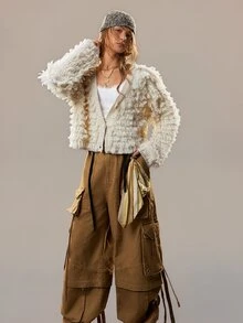 SHEIN Women's Solid Color Casual Versatile Daily Wear Cardigan - Apricot - View 4