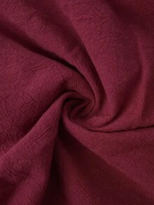 EMERY ROSE Plus Size Burgundy Ruched Button Front Ruffle Round Neck Long Sleeve Dress Fall Winter 2026 - Burgundy - View 10