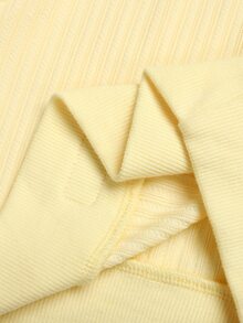 SHEIN Tween女孩黃粉色長袖短版背心上衣 + 對比腰帶運動長褲 2件套 - 粉色 - 查看 7