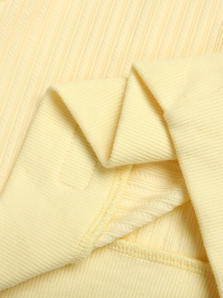 SHEIN Tween Girl Tween Girls Yellow Pink Long Sleeve Cropped Tank Top + Contrast Waistband Sweatpants 2Pcs Set - Pink - View 7