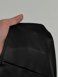 Maweii Jaket Kulit Hitam Wanita Ukuran Besar, Lapisan Dalam Renda untuk Tampilan Elegan dan Mewah di Musim Dingin. - Hitam - View 8