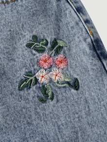 Sweetra 刺繡休閒女款牛仔褲 - 藍色 - 查看 5