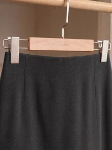 GlowEve CURVE Plus Size Women Lace Patchwork Casual Versatile Daily Wear Skirt - Grey - View 5