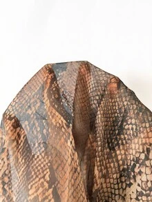 Ceyna Plus Size Lightweight Fabric Snake Print Long Sleeve Shirt - Brown - View 8