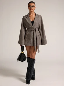 SHEIN BAE Women's Fashion Streetwear Long Sleeve Jacket With Pockets - Coffee Brown - View 4