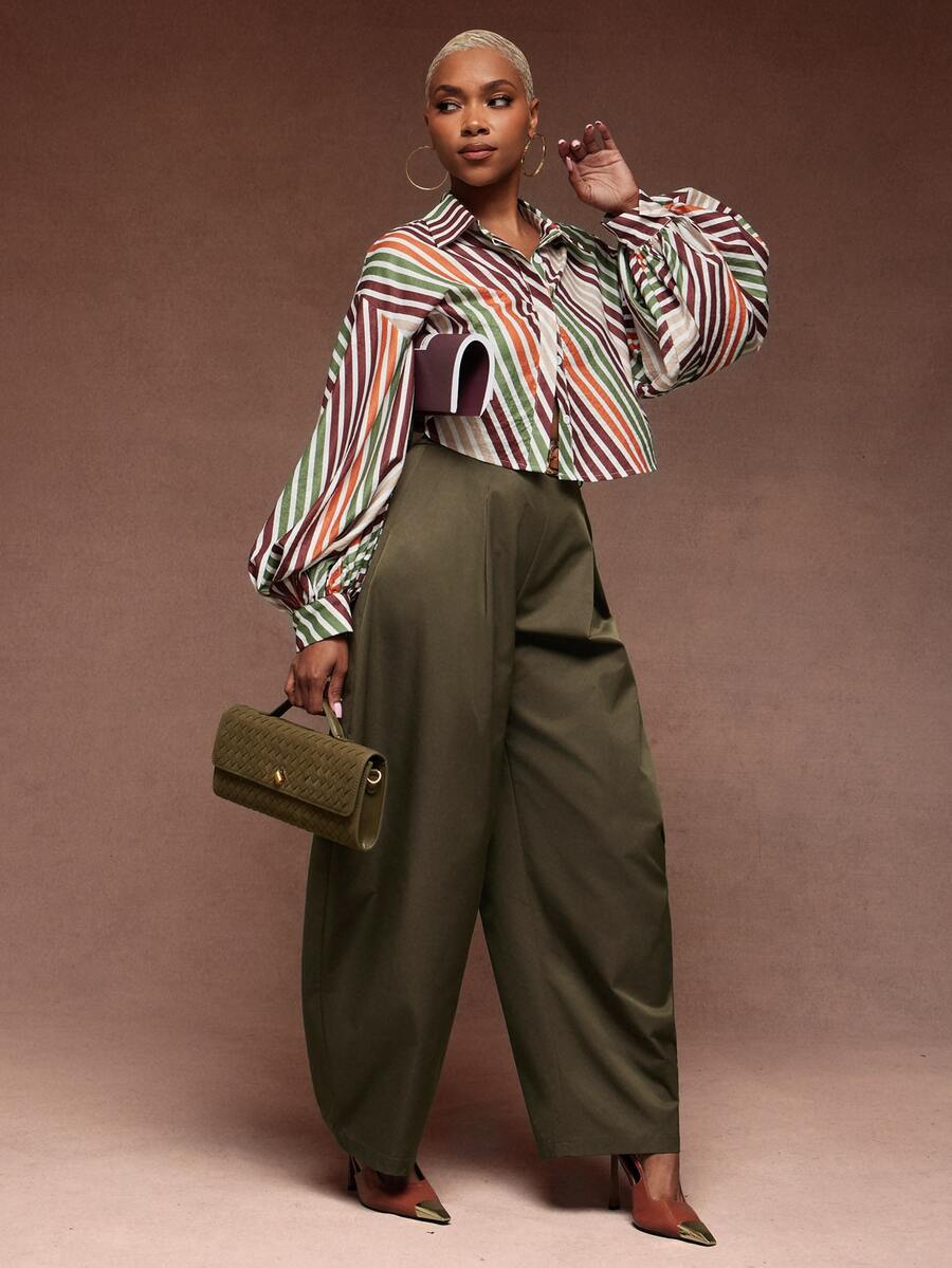 Women's Solid Color Casual Versatile Everyday Long Pants - Army Green - View 1