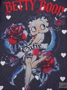 Betty Boop x SHEIN 女款字母卡通印花休閒日常上衣 - 黑與白 - 查看 8