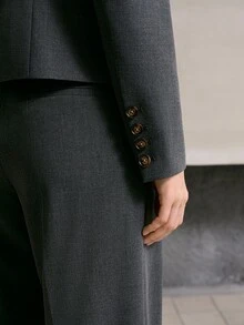 MOTF PREMIUM WOMEN'S SOLID COLOR CASUAL COMMUTE TRAVEL LONG SLEEVE BLAZER JACKET - Dark Grey - View 4