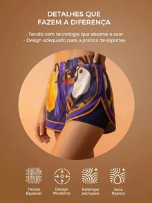 CAJUNI 手機口袋印花短褲 Fernanda's Tucan - 藍色 - 查看 8