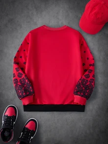 Transformers X SHEIN Tween Boy Crew Neck Long Sleeve Casual Sweatshirt Evergreen - Red - View 2