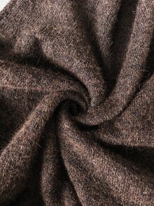Vionelle Autumn Plus Size Wrap V-Neck Knit Top, Women's Long Sleeve Asymmetrical Ribbed Hem Slim Fit Business Casual Elegant Sweater Brown Office Formal - Coffee Brown - View 7