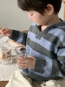Dazy Kids Infant (Boy) Hooded Striped Comfortable Korean Style Autumn/Winter Sweater - Blue - View 6