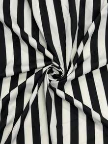 GlowEve CURVE Plus Size Casual Striped Colorblock Long Sleeve Dress - Black and White - View 3