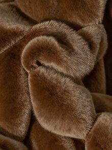 1pc Girls Soft Fuzzy Jacket, Elegant & Noble Long Sleeve Short Slim Fit Hooded Coat, Suitable For Autumn/Winter - Brown - View 5