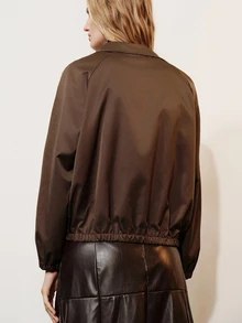 Aveloria Modichic Women's Casual Commuter Elegant Loose Fit Comfortable Top Jacket With Hood Drawstring Design, Cinched Waist, Dropped Shoulders And Long Sleeves - Coffee Brown - View 2