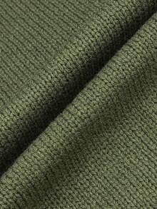 Weeklong Plus Size Women's Autumn/Winter Casual Minimalist Versatile Retro Solid Color All-Match Round Neck Drop Shoulder Loose Knit Sweater Top - Green - View 5
