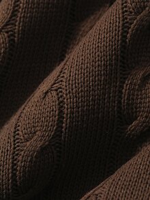 DAZY Sweater Wanita Warna Polos Rajut Longgar Leher V Dalam Lengan Panjang Kasual Gaya Vintage untuk Liburan Musim Semi/Gugur - Coklat - View 9