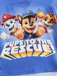 SHEIN | PAW Patrol 小男孩字母卡通印花長袖上衣與長褲休閒日常居家睡衣套裝 - 藍色 - 查看 4