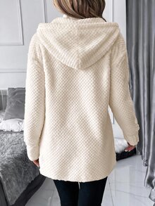 SHEIN Clasi 女款素色休閒百搭日常穿著冬季連帽外套 - 杏色 - 查看 3