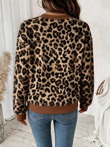 SHEIN LUNE 休閒極簡復古豹紋大尺碼運動衫 - 彩色 - 查看 2
