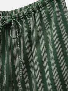 Nöista Women's Ruffled Collar Waist-Defining Printed Suit - Dark Green - View 12